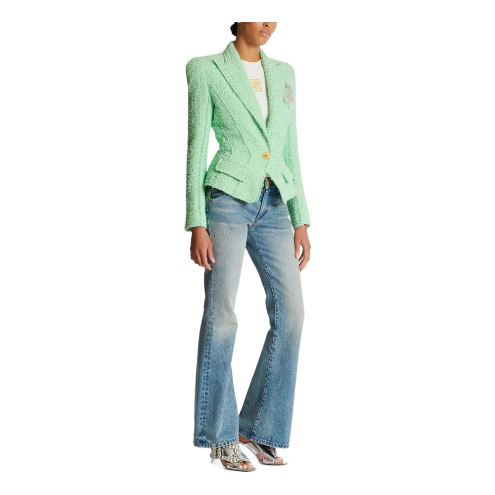 Balmain Jolie Madame Tweed Jacket Green Dames