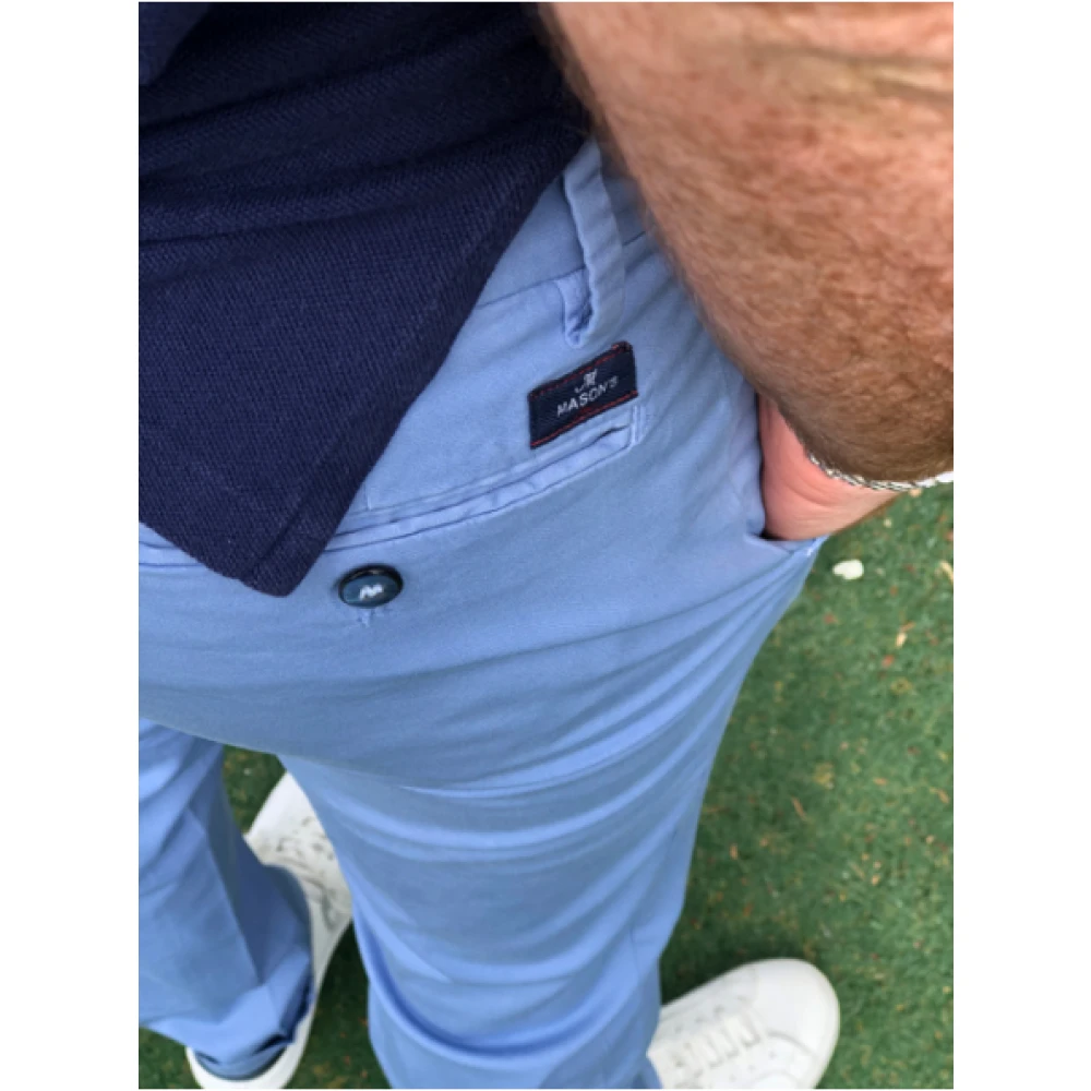 Mason's Katoenen Chino Broek met Comfortabele Pasvorm Blue Heren