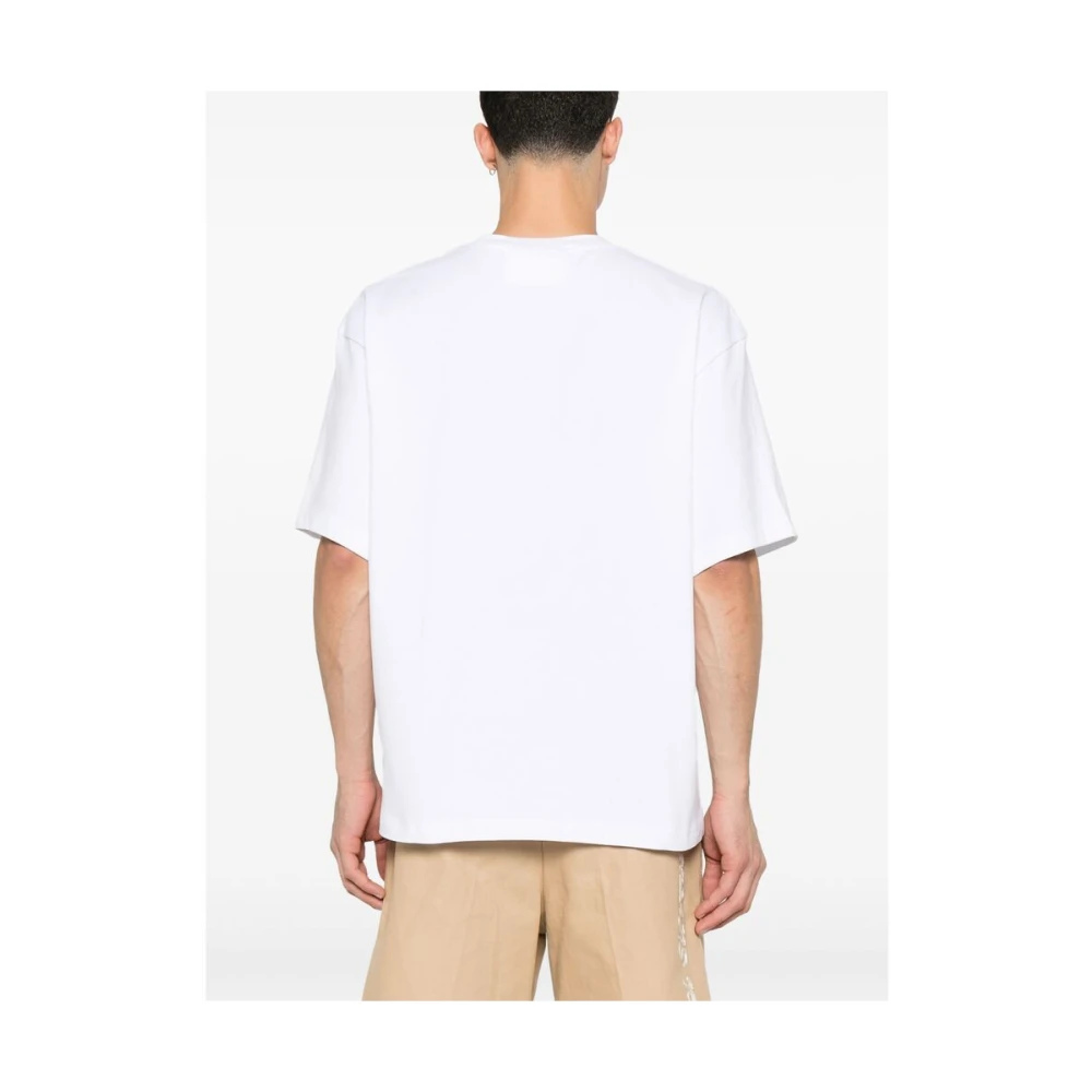 Axel Arigato Wit Logo Print Crew Neck T-shirt White Heren
