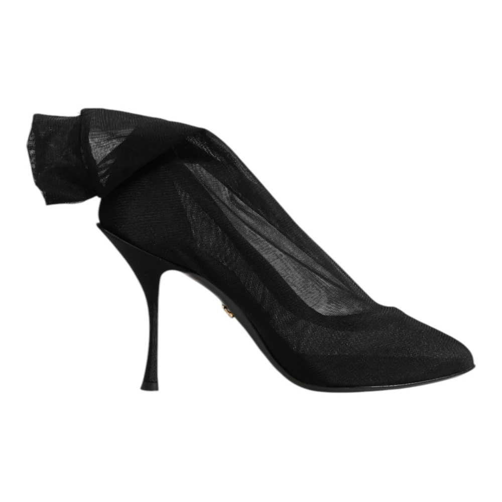 Dolce & Gabbana Women's Black Silk Stretch Mesh Sock Boots - Pumps - 2 1/2 Uk - Shoes