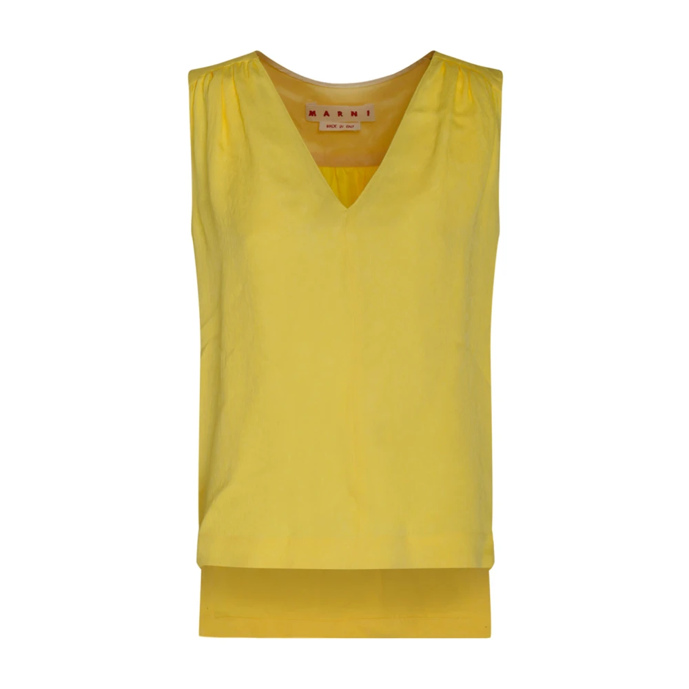 Marni Citron Jacquard Rynkad Topp Yellow, Dam