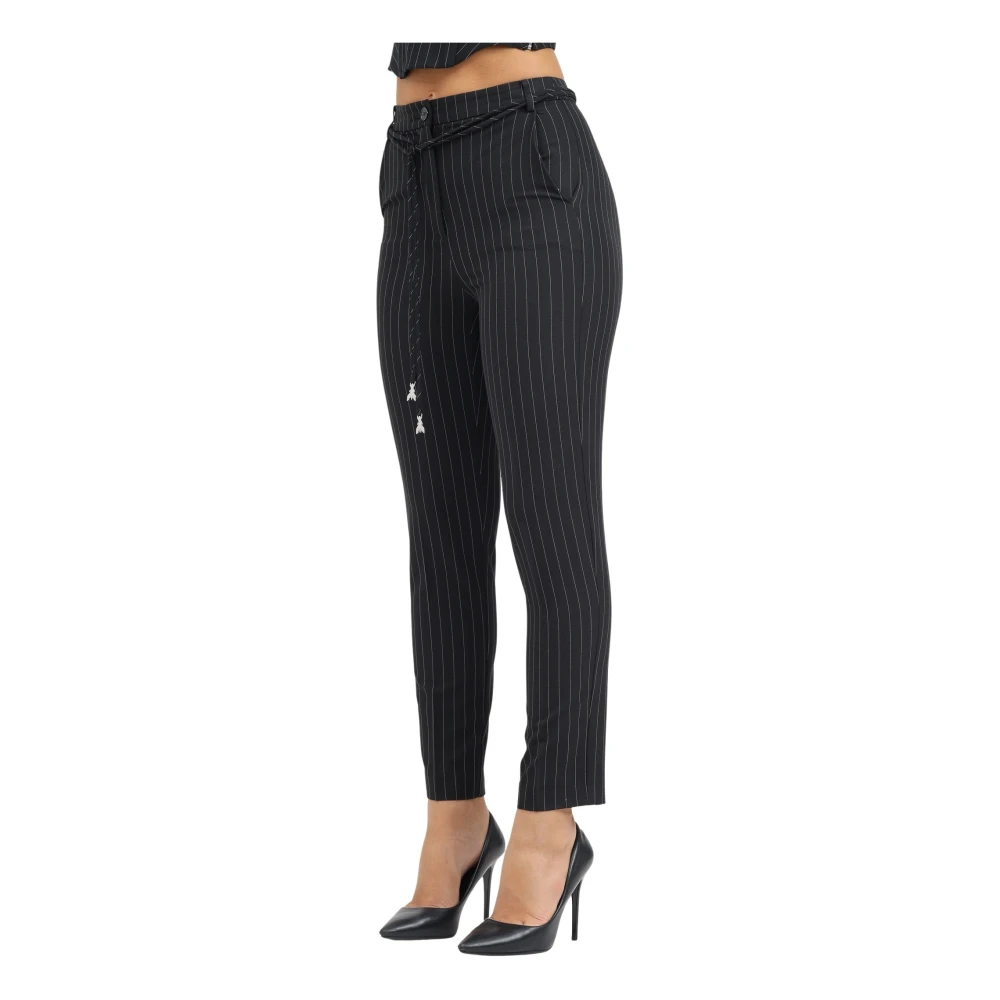 PATRIZIA PEPE Zwarte Gestreepte Elegante Broek Black Dames