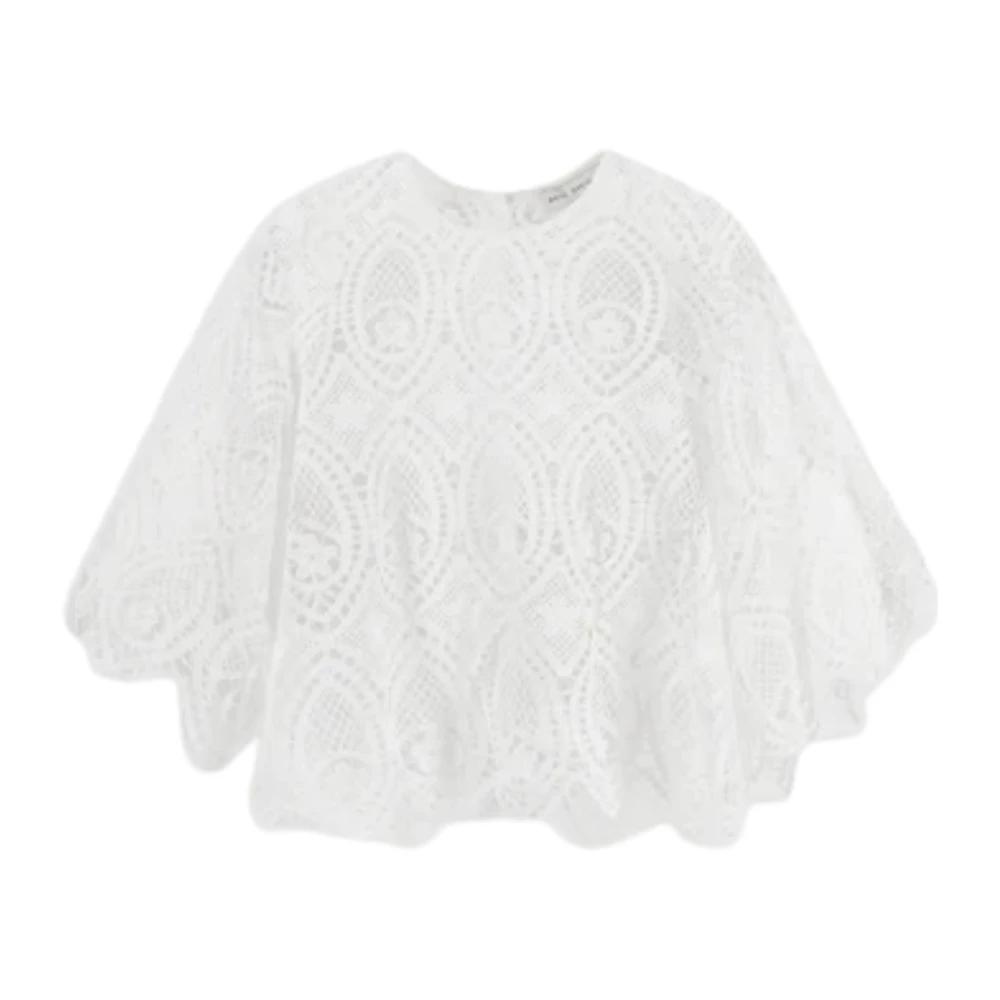 Weili Zheng Blouses, Female, M, Macramé Lace Crop Top White