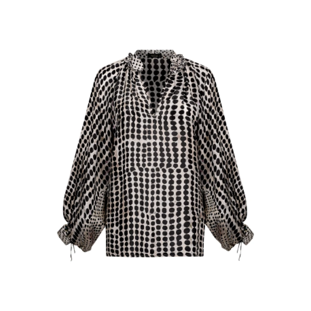 Mes Demoiselles Ivoor Zijden Blouse Zwarte Polka Dots Multicolor Dames
