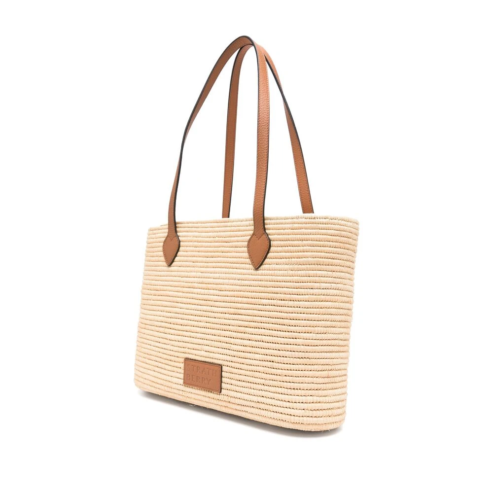 Strathberry Beige Tote Tas met Platte Handvatten Beige Dames