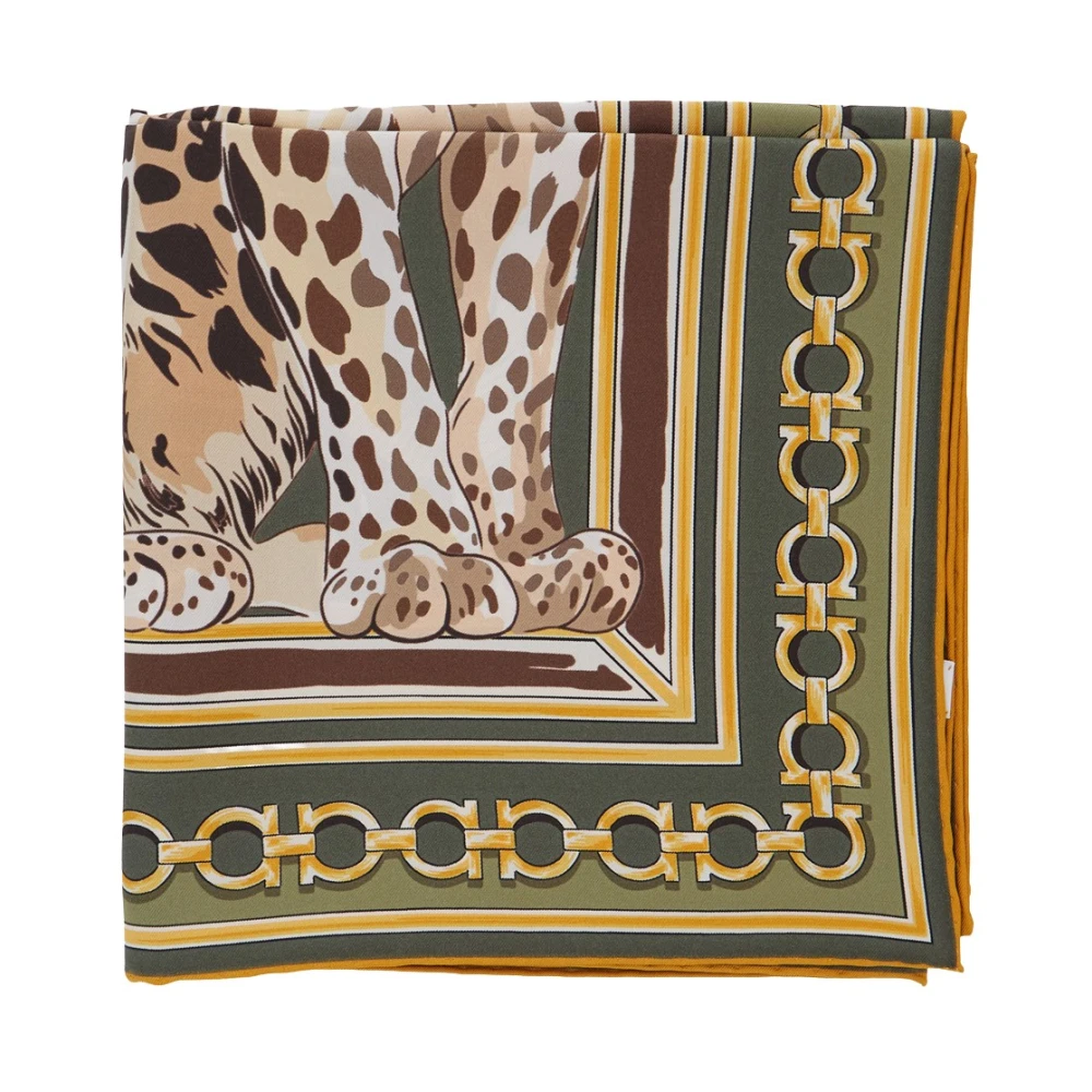 Ferragamo Donna Verde - Foulard In Seta Stampato - Accessories - One Size
