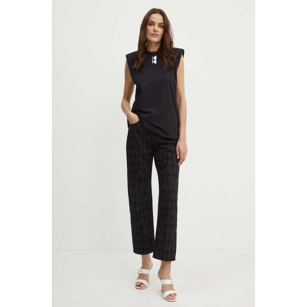Karl Lagerfeld Tops met schouderkussentjes en logodetails Black Dames