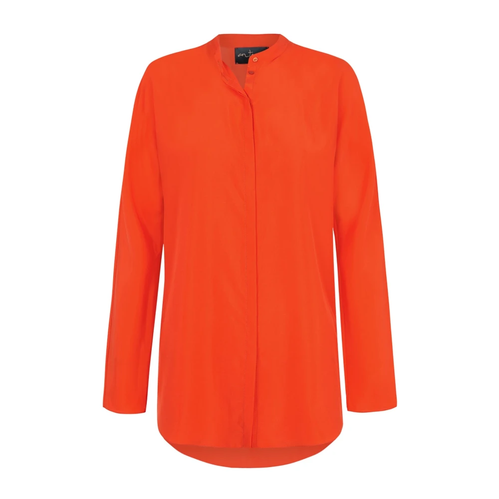 Cortana Zijden Top met Mao Kraag Red Dames
