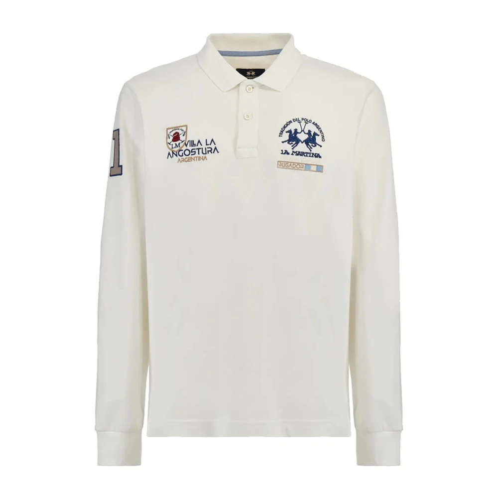 LA MARTINA Stad Geborduurd Heren Polo Shirt Beige Heren