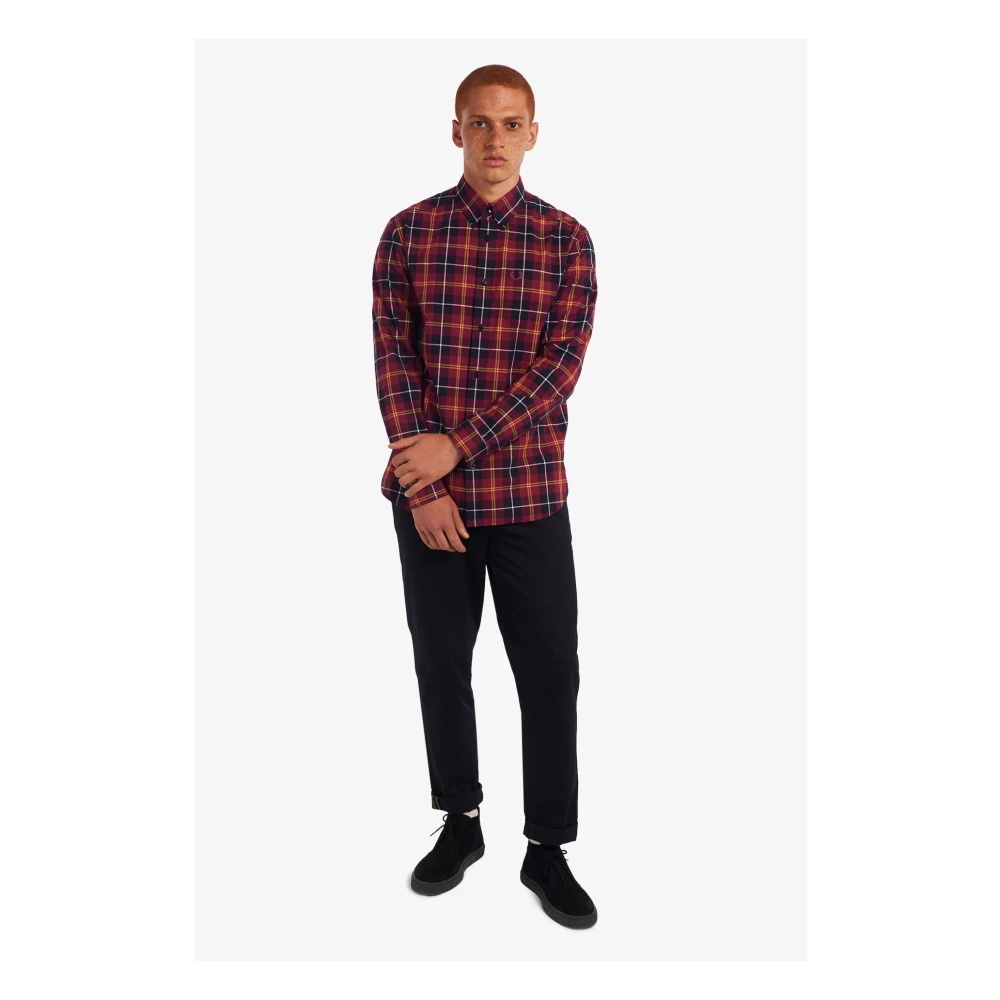 Fred Perry Tawny Port Tartan Overhemd Red Heren