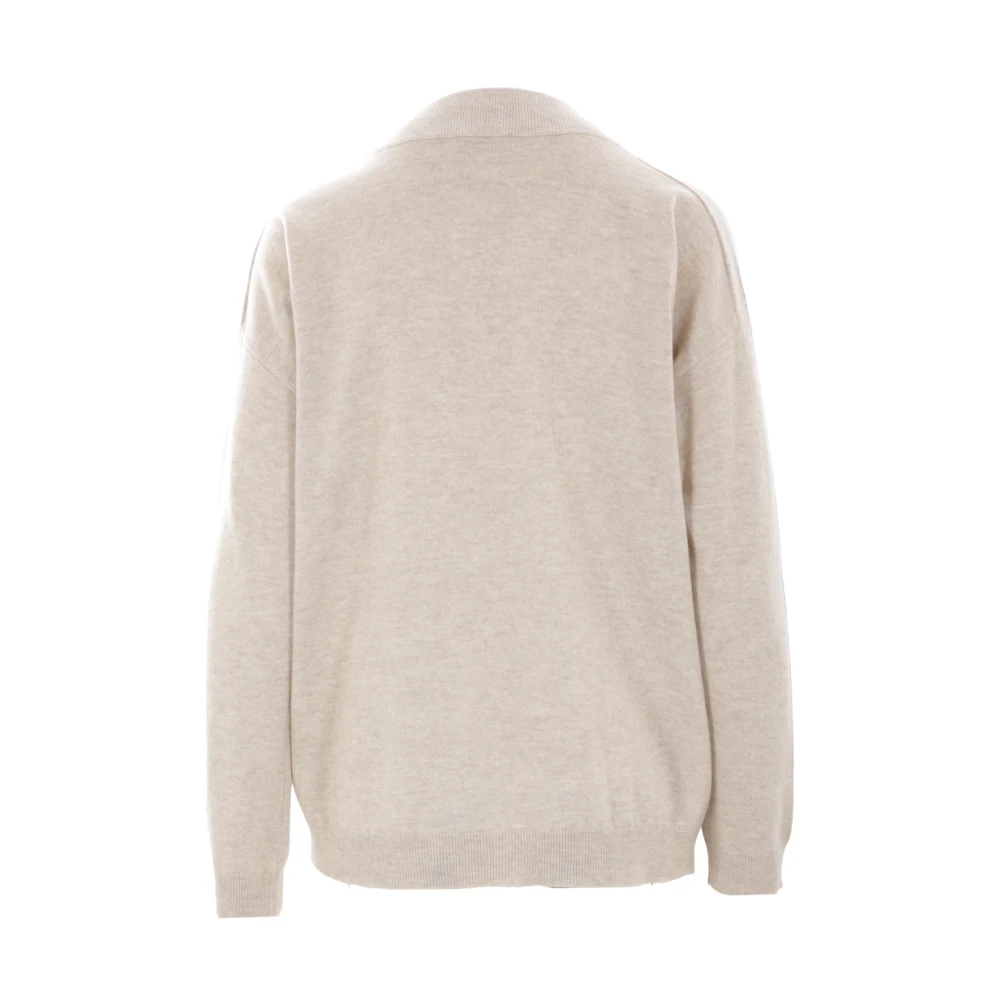 BRUNELLO CUCINELLI Kasjmier V-hals Gebreide Trui Beige Dames