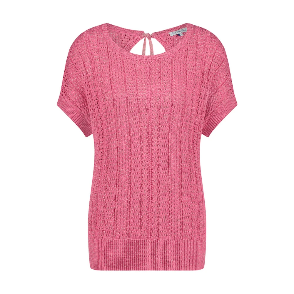 Red Button Korte mouw top met Jerry Lurex Pink Dames
