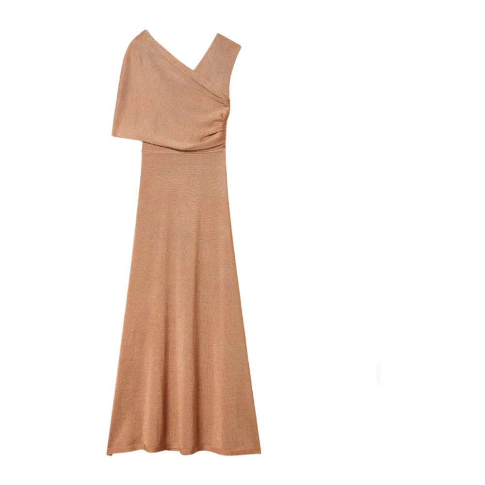Twinset Women's Pink Gowns, M, Long One-Shoulder Dress