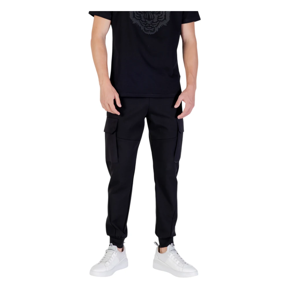 Antony Morato Men's Black Logoed Rubber Flag Sport Pants