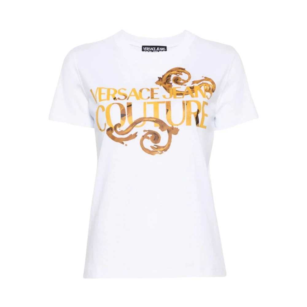 Versace Jeans Couture Witte Katoenen Crew Neck Logo T-shirt White Dames