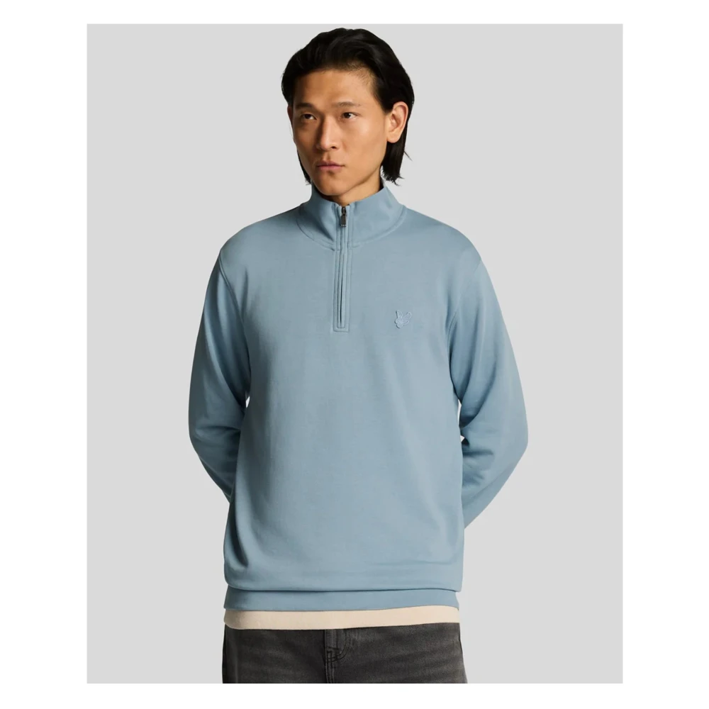Lyle & Scott Superfijne Quarter Zip Sweater in Lichtblauw Blue Heren