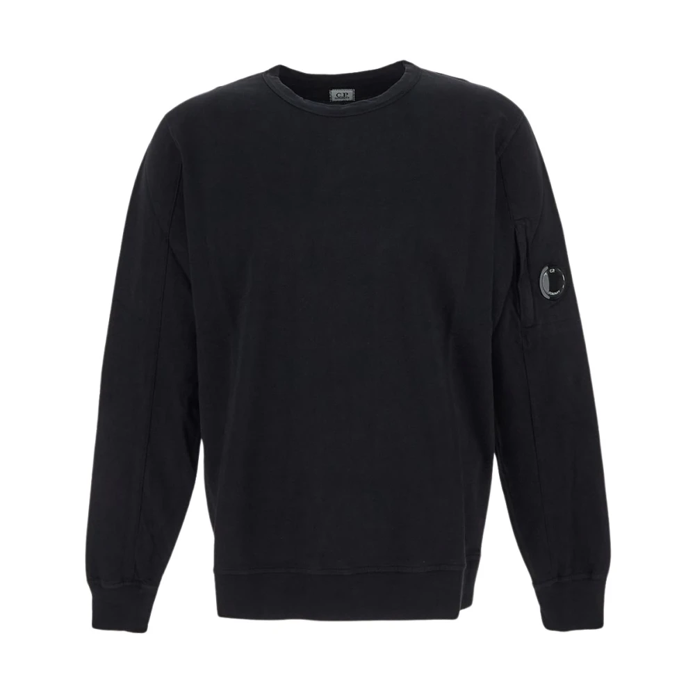 C.P. Company Sweatshirt met micro-geribbelde ronde hals Black Heren
