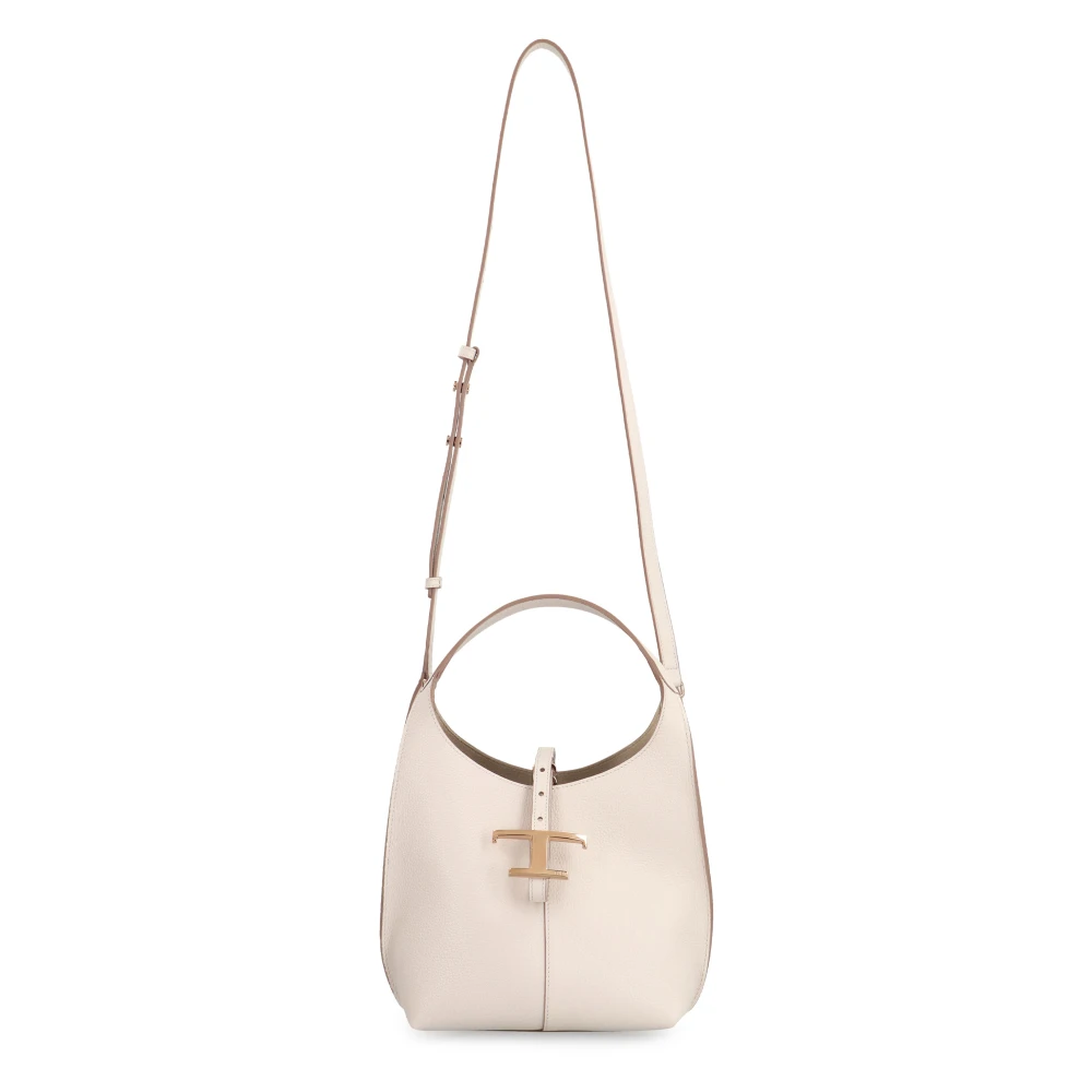 TOD'S Mini Leren Schoudertas met Sluiting White Dames