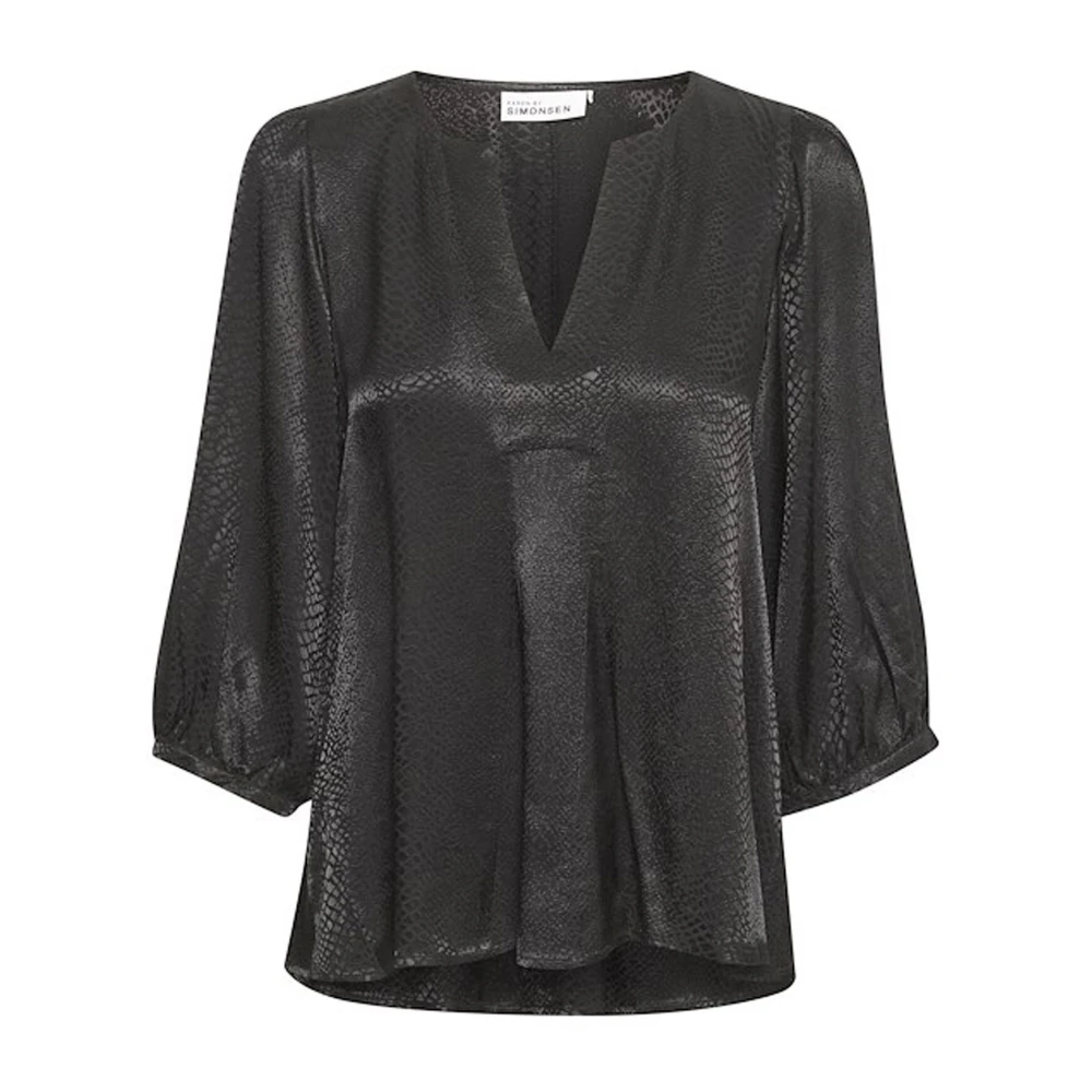 Karen by Simonsen Meteoriet Top Blouse 3 4 Mouwen Black Dames
