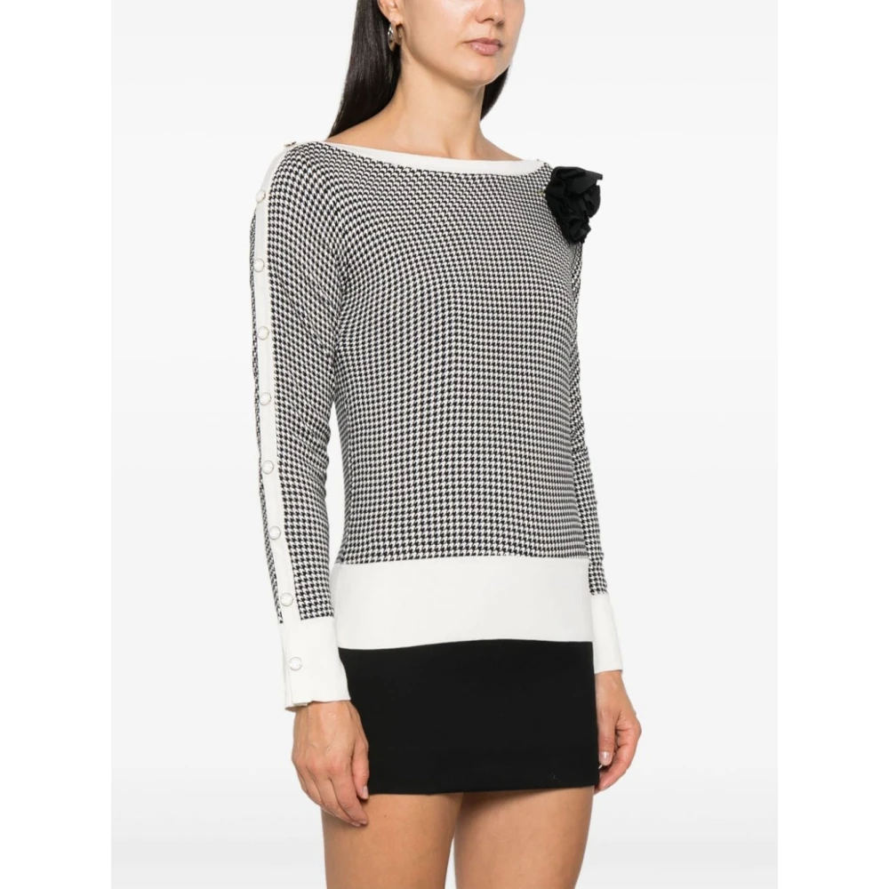 Blugirl Houndstooth Gebreide Trui met Bloemdetail Gray Dames