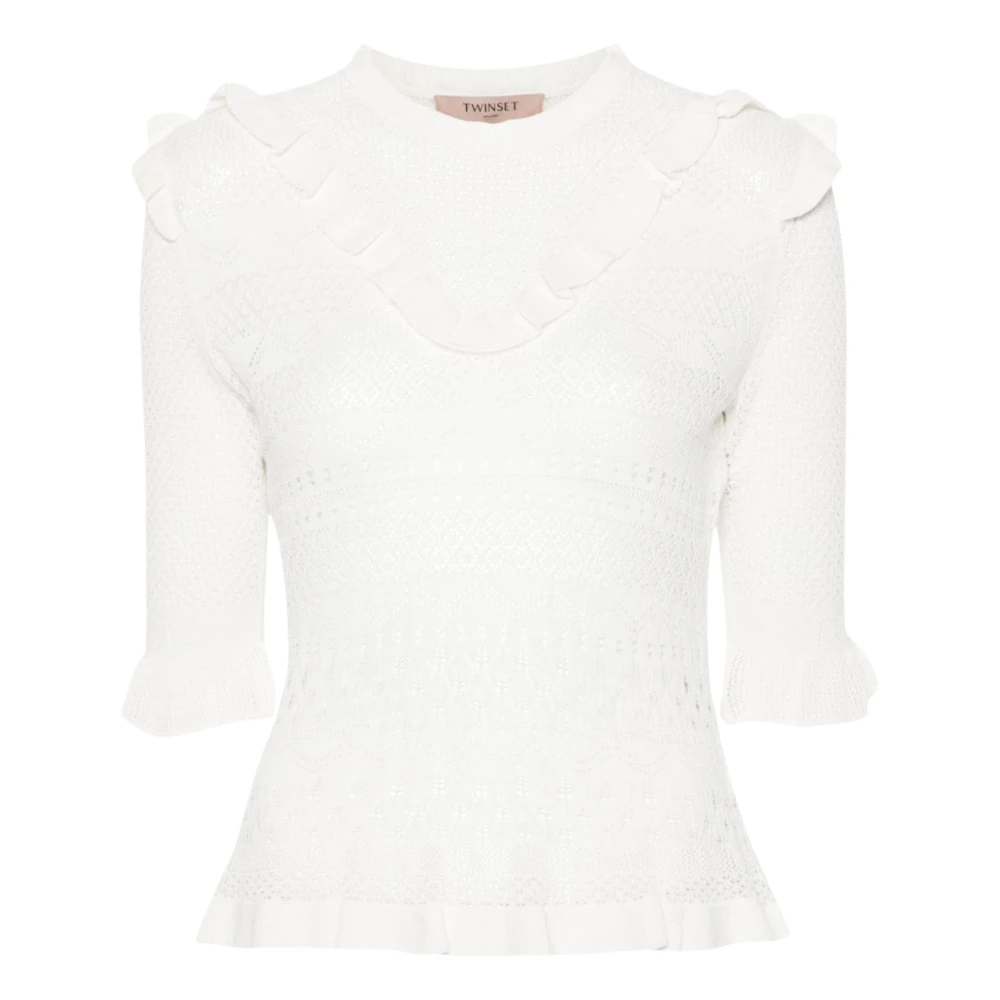 Twinset Witte Geribbelde Sweaters White Dames