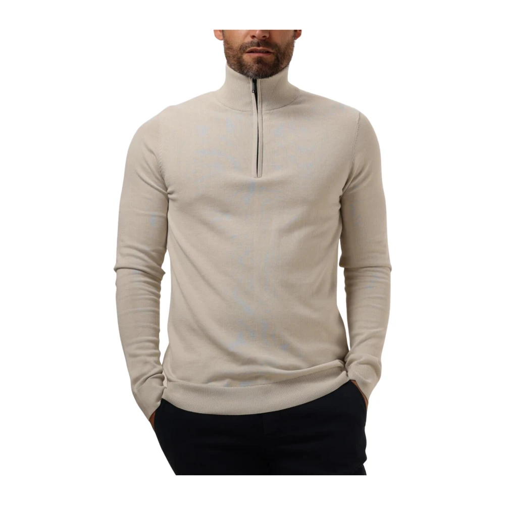 Saint Steve Beige Half Zip Trui voor Heren Beige Heren