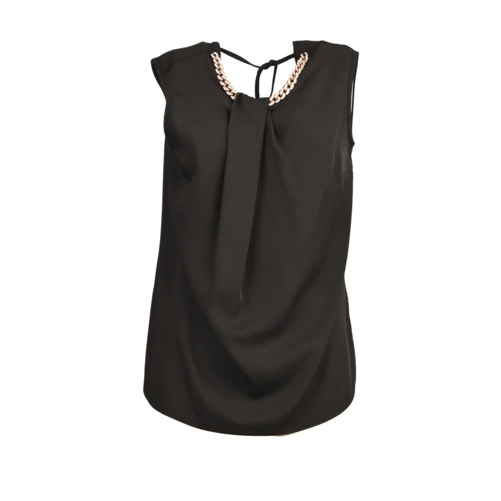 Kocca Mouwloze Blouse met Ronde Hals en Fonkelende Details Black Dames