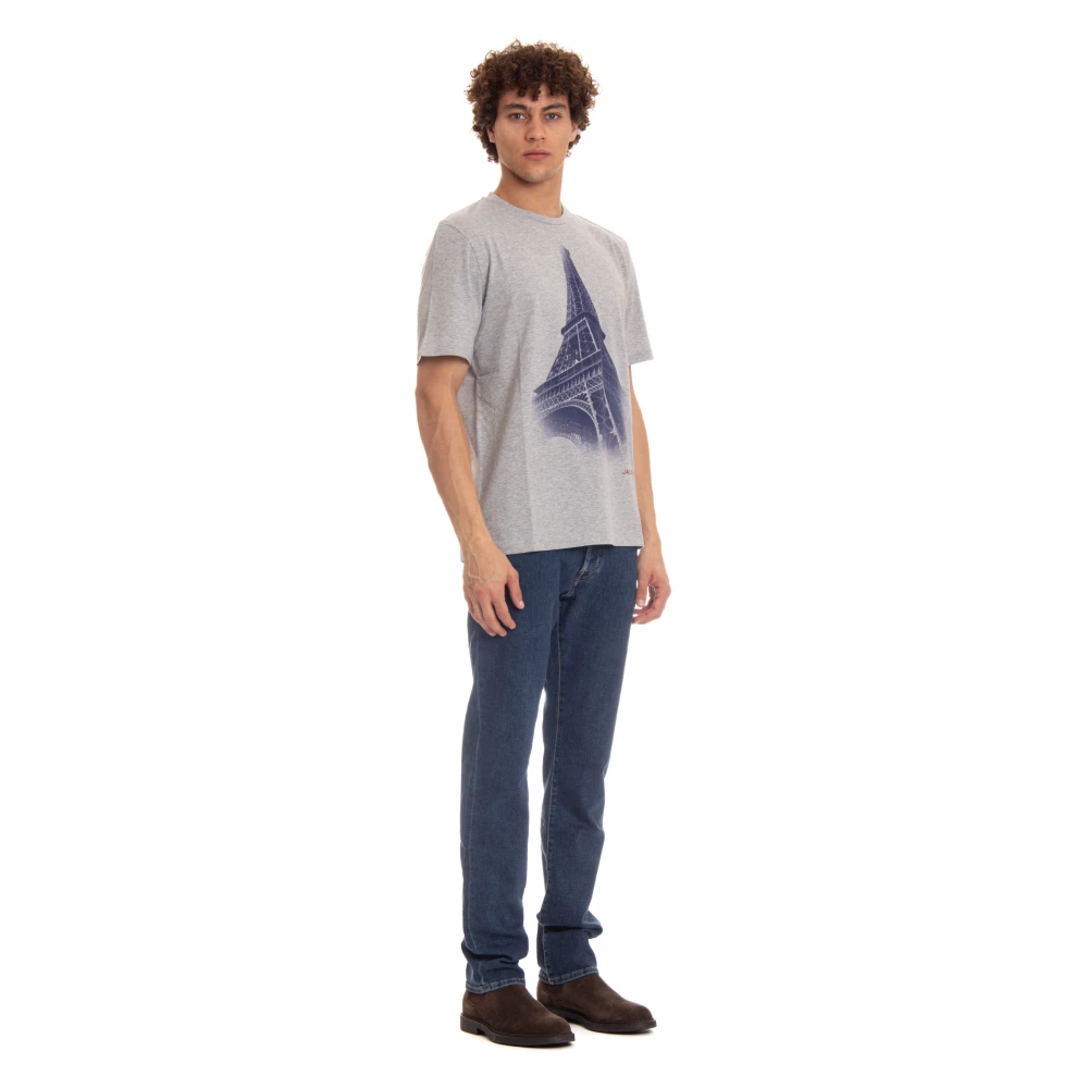 Jacob Cohën Paris Front Print Katoenen Jersey Tops Gray Heren
