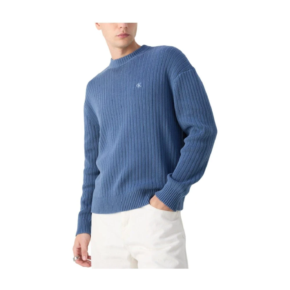 Calvin Klein Lineaire trui voor verfijnd comfort Blue Heren