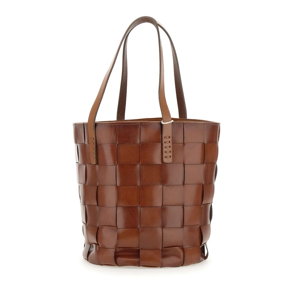 Dragon Diffusion Handgeweven leren emmerhandtas bruin Brown Dames