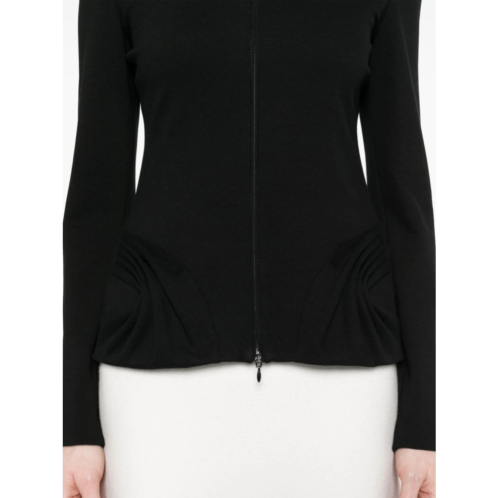 Emporio Armani Zwarte Jersey Ritsjas met Schoudervullingen Black Dames