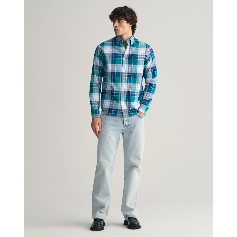 Gant Geruite Oxford Overhemd Regular Fit Blue Heren