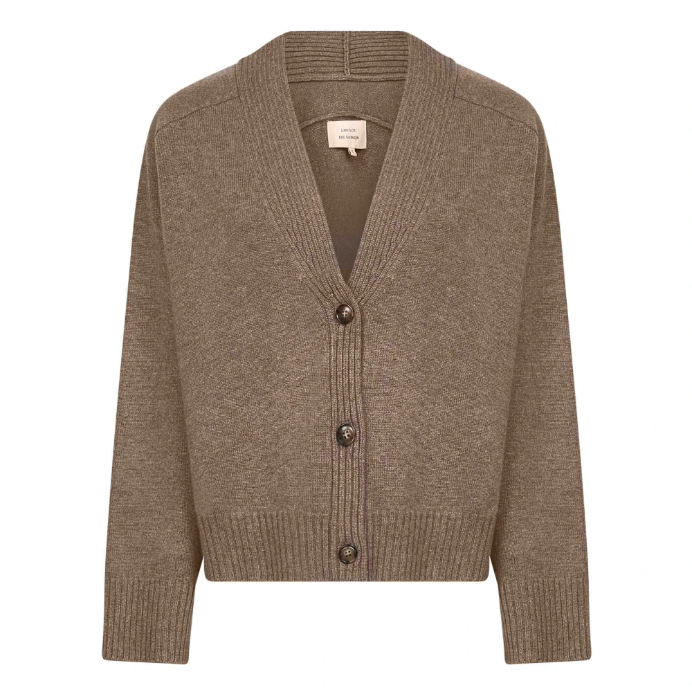 Loulou Studio Brown Kaia Ribbed Neckline Cardigan - Female - Cashmere Knitwear - M - Knitwear