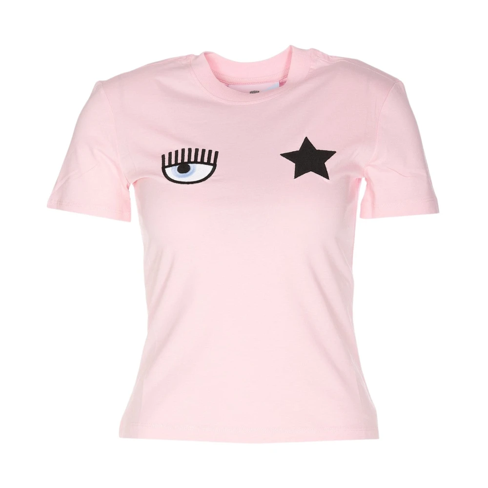 Chiara Ferragni Collection Eye Star Crop T-shirt Grafische Print Pink Dames