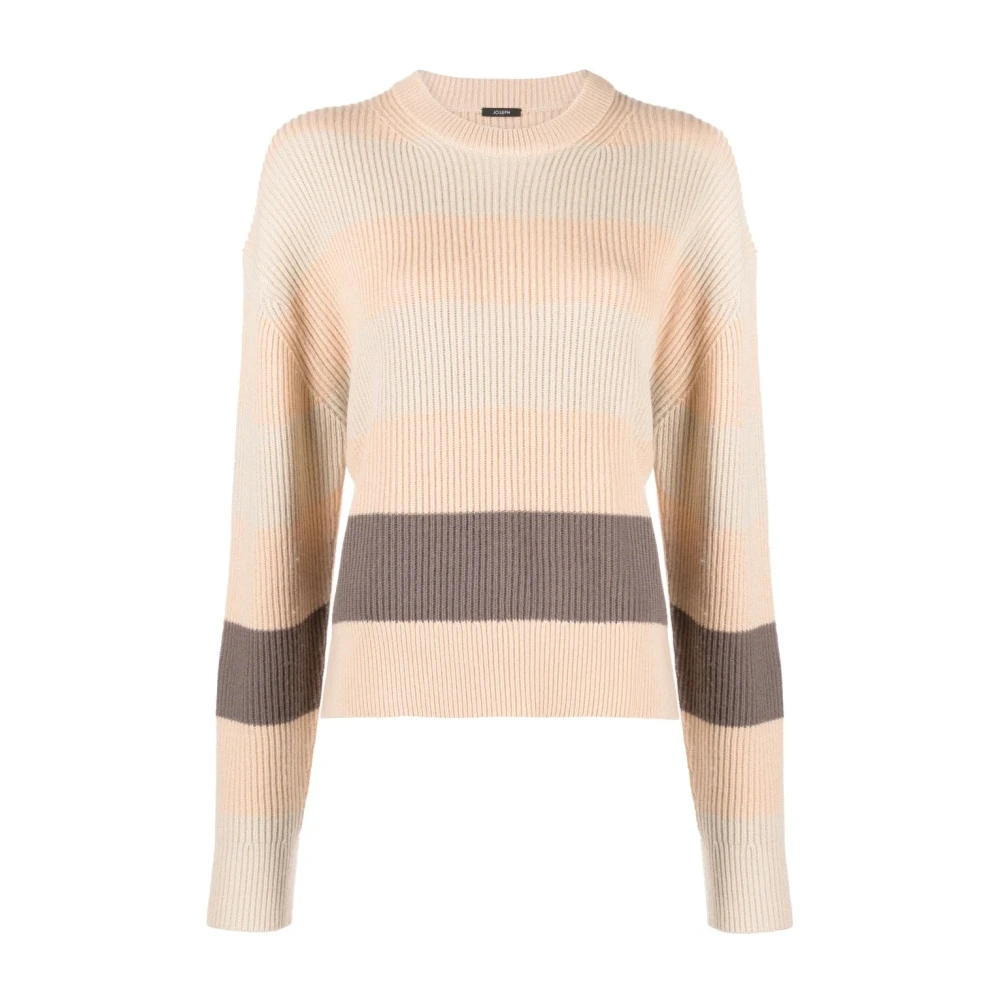 Joseph Women's Beige Round-Neck Knitwear, L, Cashmere Cotton Casual Jumper