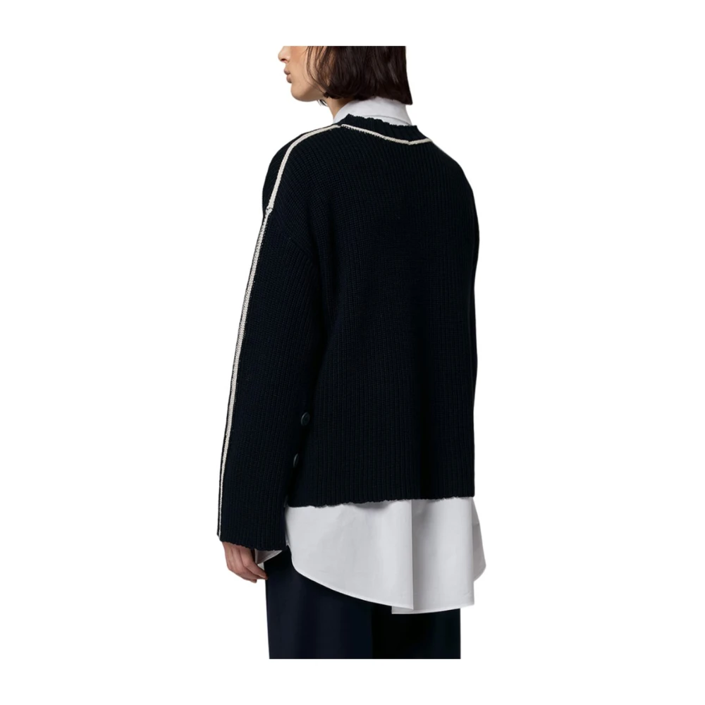 Alpha Studio Blauwe Nacht Geribbelde Trui Blue Dames