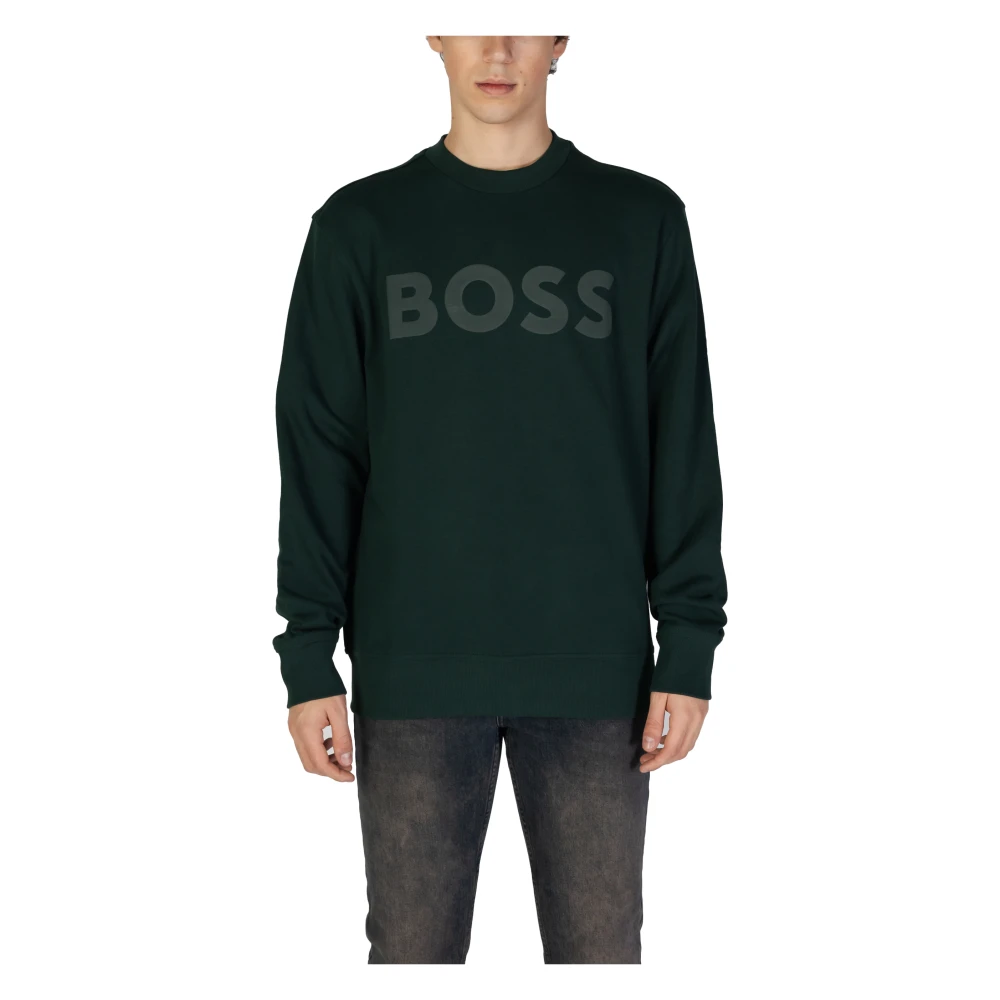 Hugo Boss Katoenen Hoodless Sweatshirt Lente Zomer Collectie Green Heren