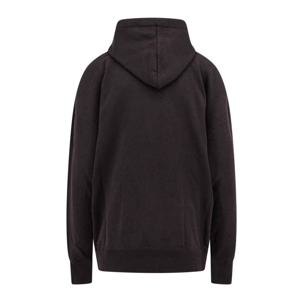 Isabel Marant Étoile Flocked Logo Katoenen Sweatshirt Oversize Capuchon Black Dames