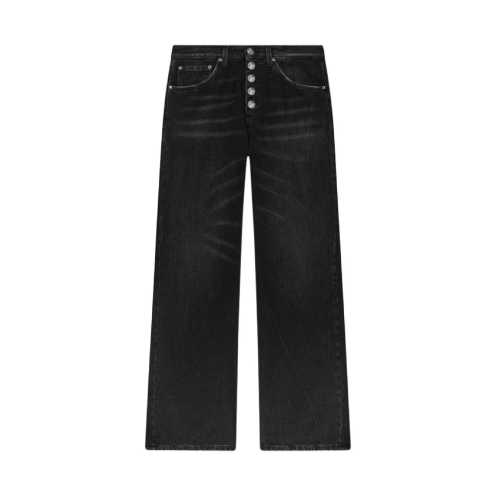 Dondup Women's Black Wide Jeans, W26, Jacklyn Wide-Leg Jeans