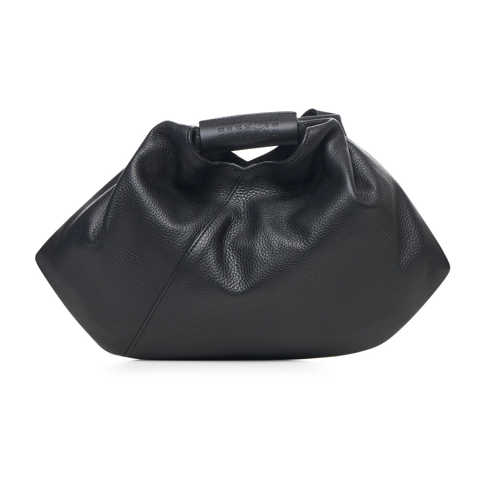 MM6 Maison Margiela Zwarte leren mini-tas met gedrapeerd design Black Dames