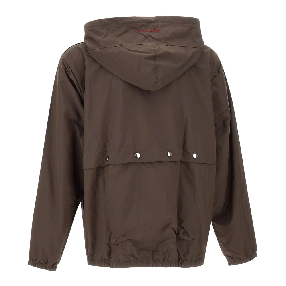 Adidas Chocolade Anorak Jas met Bourgondische Piping Brown Heren