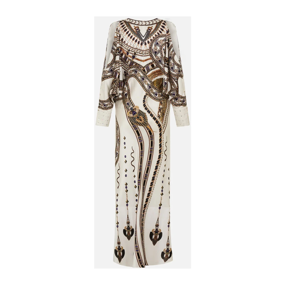 Camilla Zijden jurk met diepe halslijn Goddess Energy White Dames