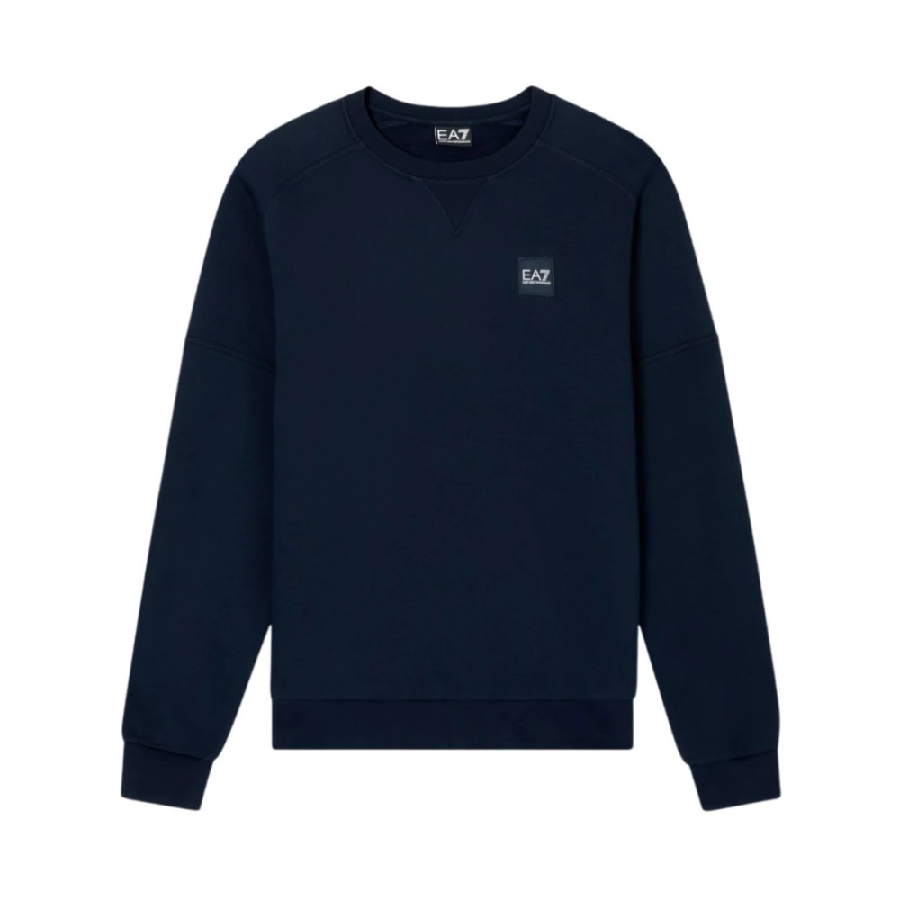 Emporio Armani Ea7 Herr Blå Sweatshirts & Hoodies S, Bomull, Visibility Crew-Neck Sweatshirt