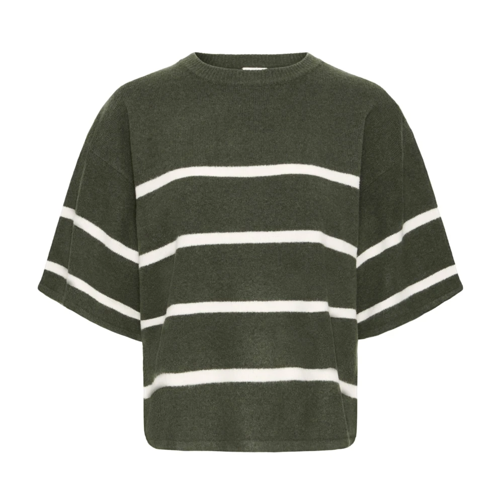 Ichi Multicolor Green Almond Milk Knit Jumper - Female - Round-Neck Knitwear - S - Knitwear
