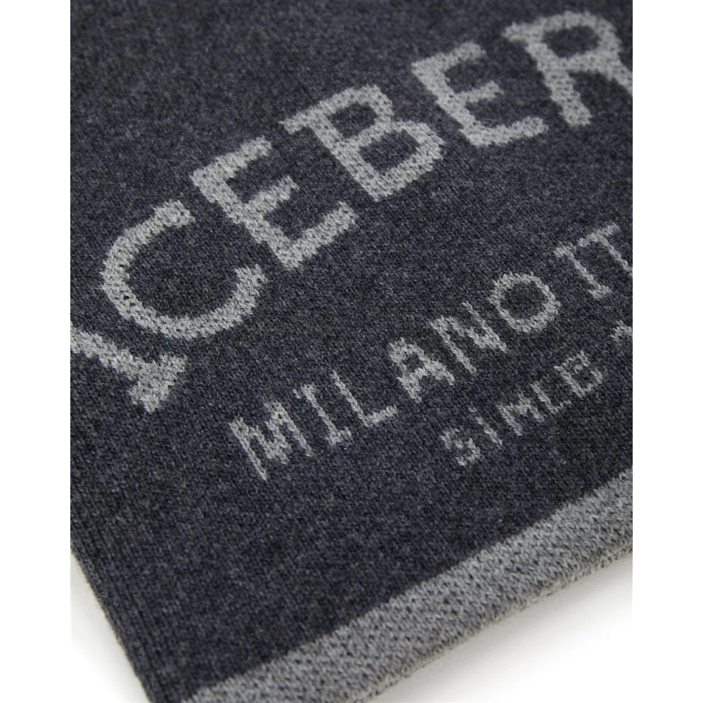 Iceberg Gebreide muts met jacquard vakmanschap Gray Dames