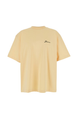 yellow-logo-print-cotton-t-shirt