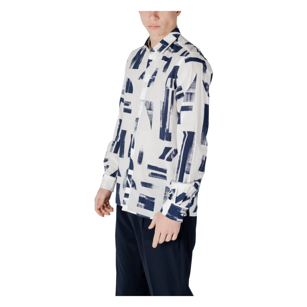 Antony Morato Blauwe Hooded Knoopshirt Lente Zomer Multicolor Heren