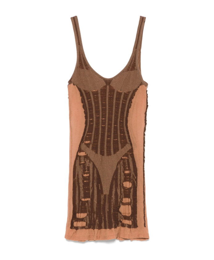 chocolate-brown-sleeveless-dress-with-sheer-panels