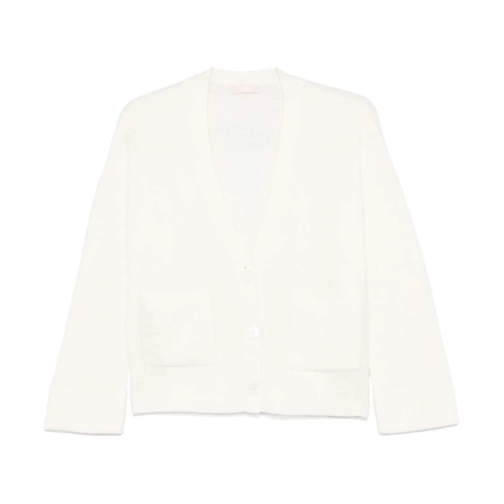 Liu Jo Witte Wollen Gebreide V-Hals Trui White Dames