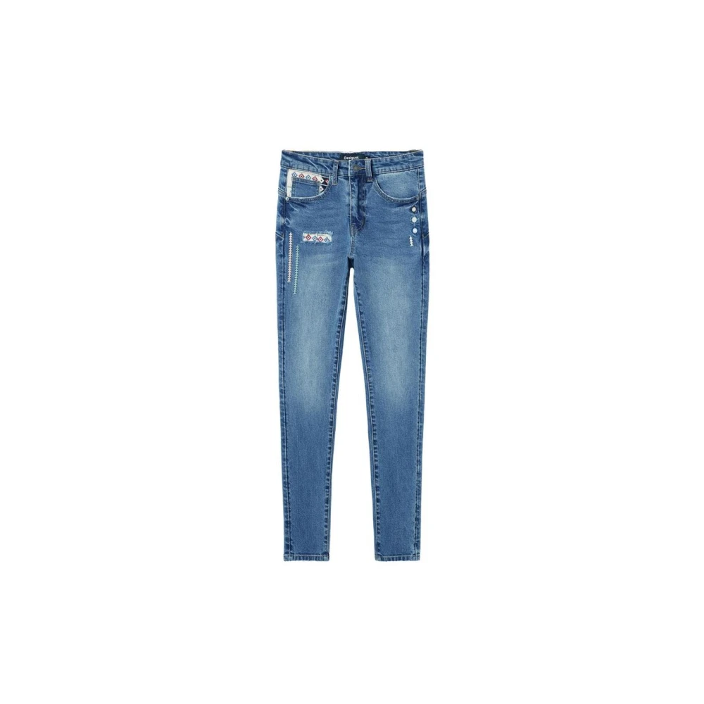Desigual Blauwe Skinny Katoenmix Jeans Blue Dames